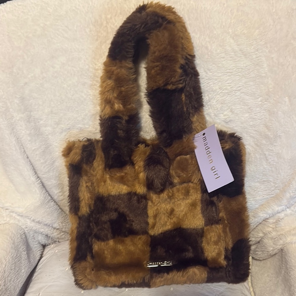 Madden Girl Brown Shoulder Bag/Purse Faux Fur
